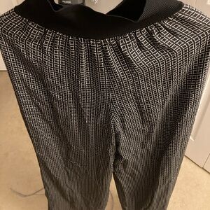 Theory Black and White Patterned Wide Leg Pants